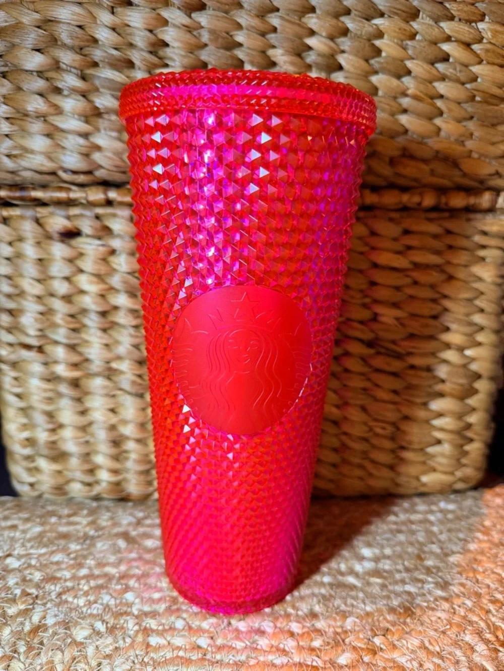 Starbucks Hot Pink with Orange interior Studded Tumbler